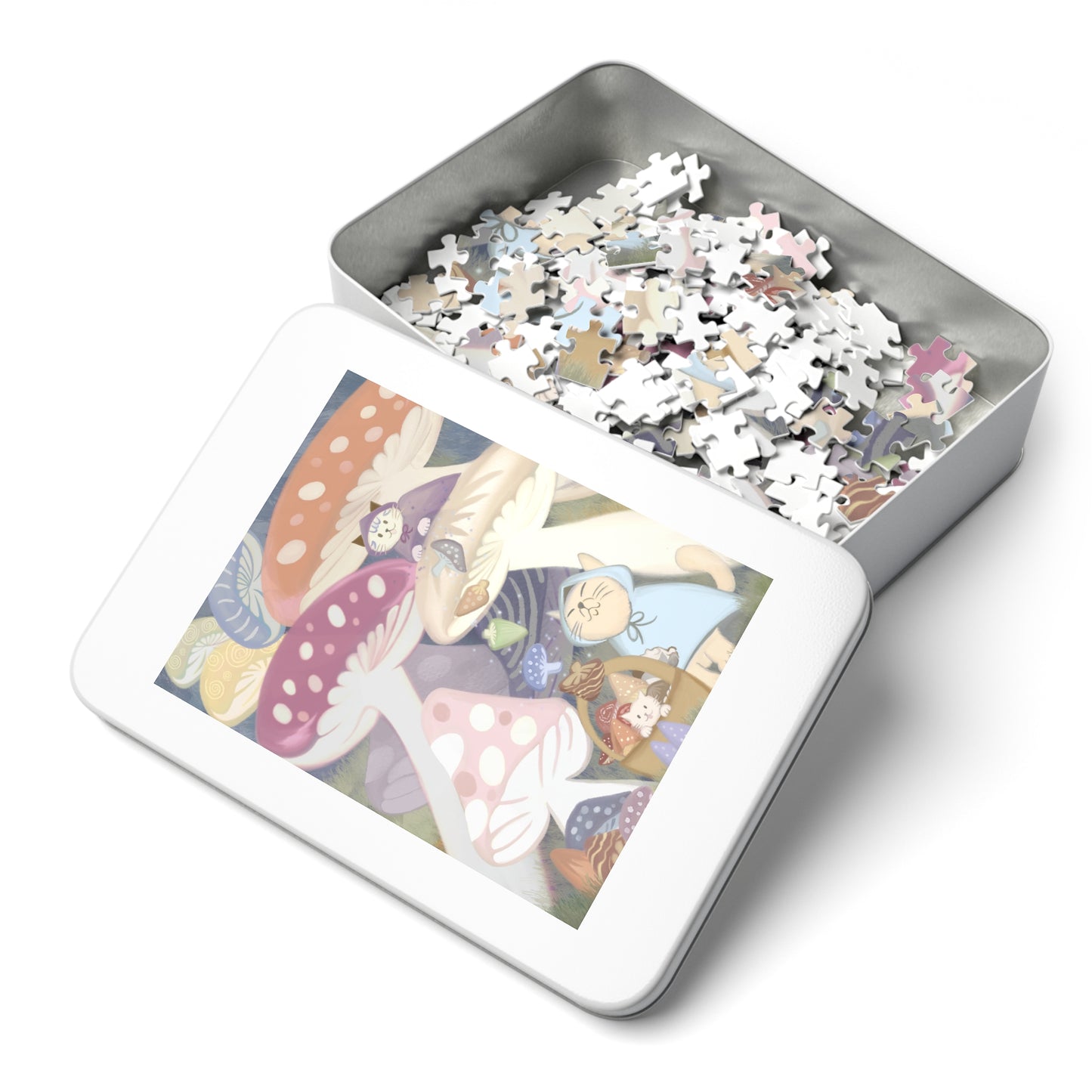 Jigsaw Puzzle with Tin (Mushroom Forest) - 252/500/1000 Piece Puzzle